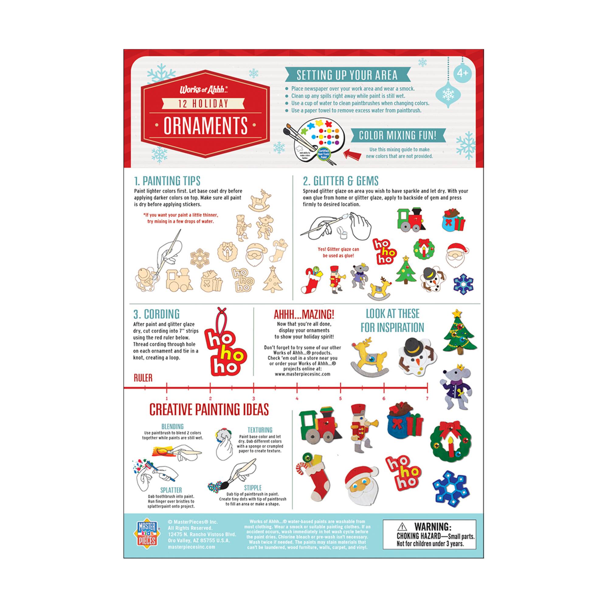 Works of Ahhh... Wood Painting Kit - 12 Holiday Ornaments